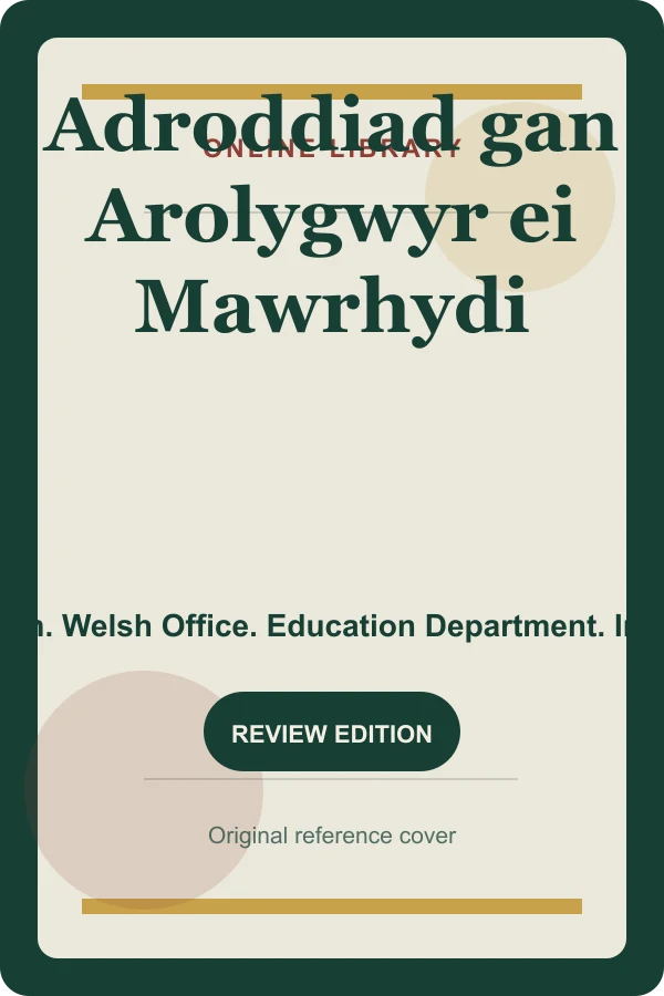 Original Online Library reference cover for Adroddiad gan Arolygwyr ei Mawrhydi