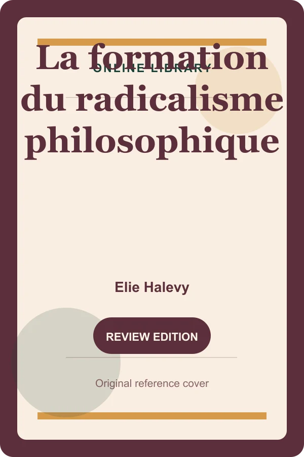 Original UtoRead.Com reference cover for La formation du radicalisme philosophique