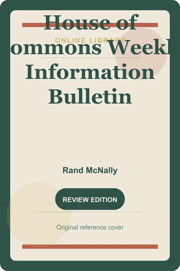 Original Online Library reference cover for House of Commons Weekly Information Bulletin
