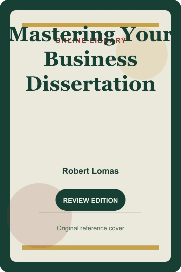 Original Online Library reference cover for Mastering Your Business Dissertation